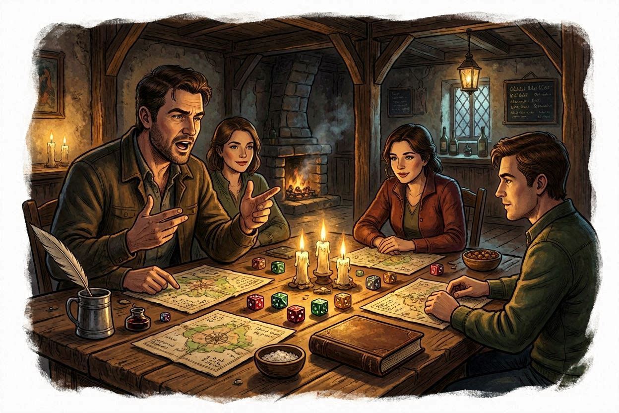 Maître du Jeu incarnant un personnage autour de la table